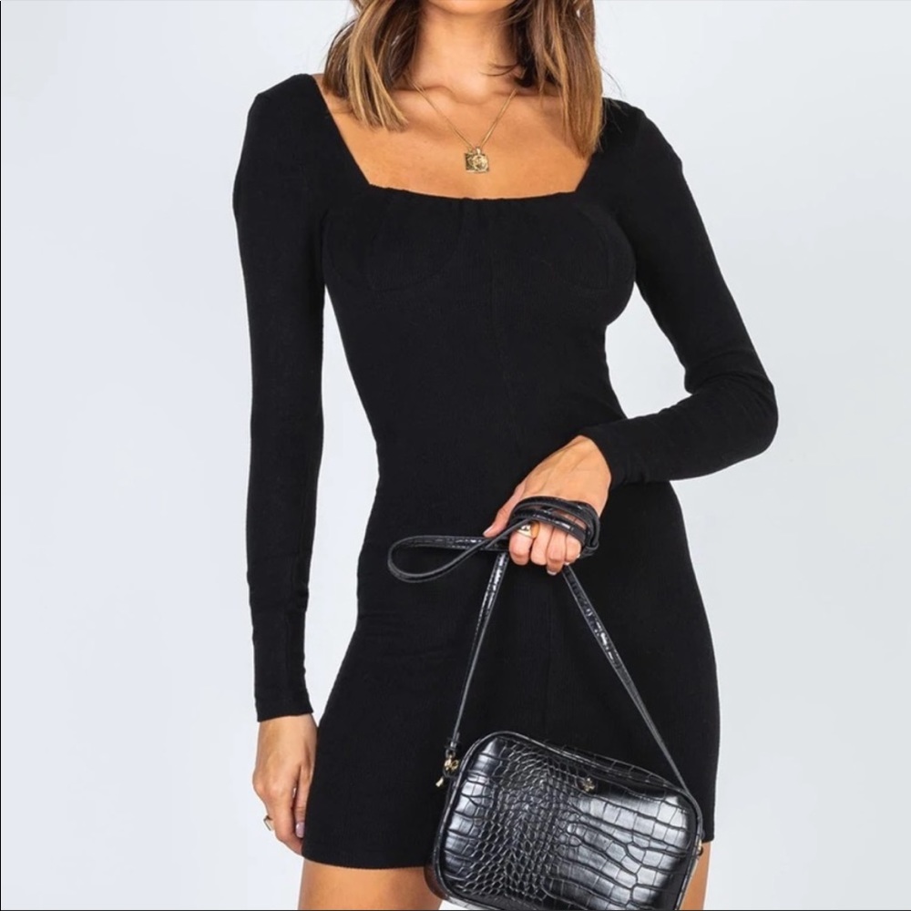 DENIELLE MINI DRESS BLACK Princess Polly NWOT